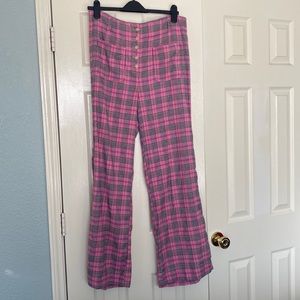 Anthropologie/ Maeve pink plaid pants